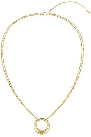 HUGO BOSS Gold-tone necklace with branded pendant