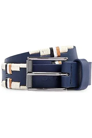 HUGO BOSS Equestrian belt with embroidery and signature stripe