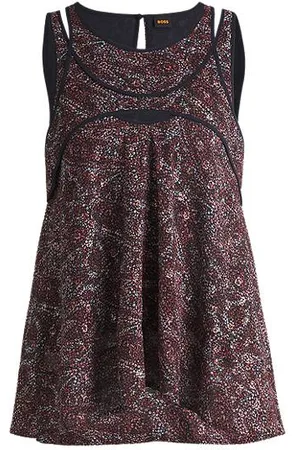 HUGO BOSS Regular-fit sleeveless blouse with overlapping detail