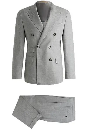 HUGO BOSS Slim-fit double-breasted suit in checked virgin wool