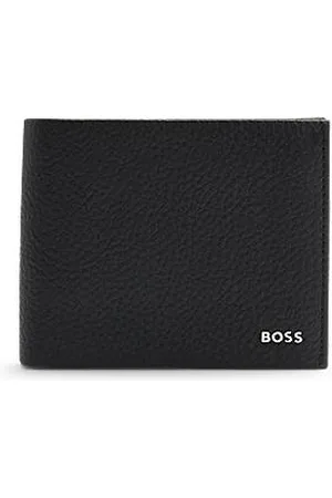 HUGO BOSS Grained-leather trifold wallet with logo lettering