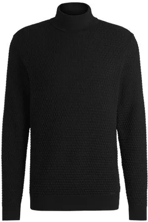 HUGO BOSS Structured-knit rollneck sweater in cotton