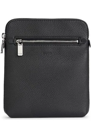 HUGO BOSS Envelope bag in grained Italian leather with emed logo