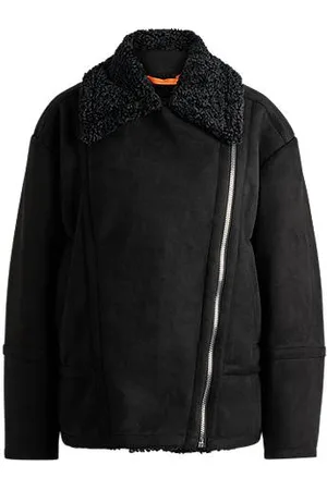 HUGO BOSS Aviator-style jacket in faux suede with faux shearling