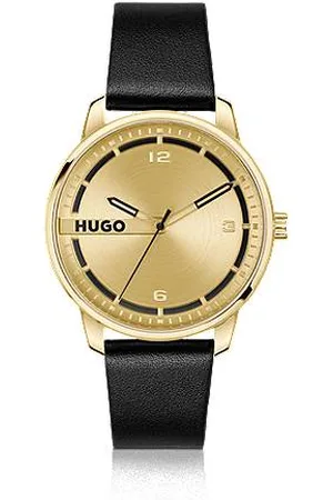 HUGO BOSS Tone watch with black leather strap