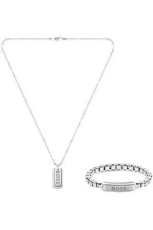 HUGO BOSS Gift-boxed logo necklace with matching bracelet
