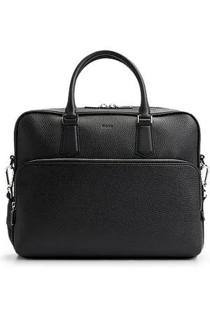 HUGO BOSS Grained Italian-leather document case with emed logo