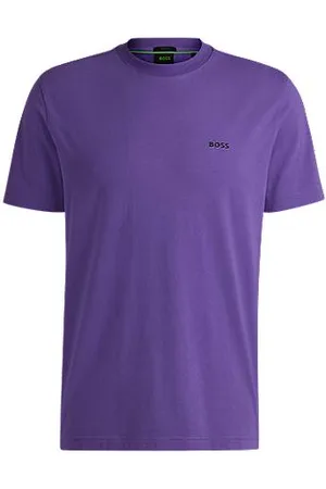 HUGO BOSS Regular-fit T-shirt in stretch cotton with contrast logo
