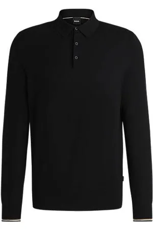 HUGO BOSS Regular-fit knit polo sweater in cotton jersey