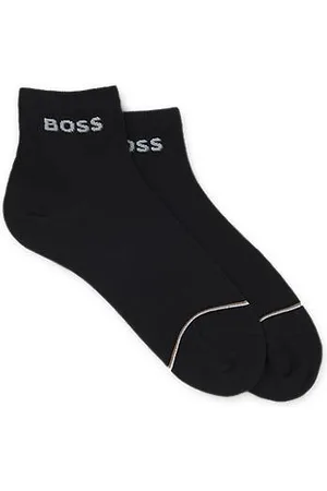 HUGO BOSS Two-pack of cotton-blend short socks with logos