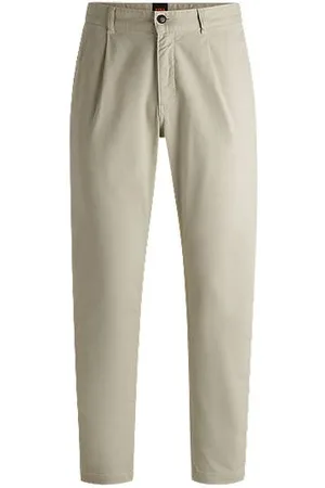 HUGO BOSS Pleat-front chinos in stretch-cotton dobby