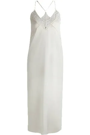 HUGO BOSS Long-length nightdress in satin with lace trims