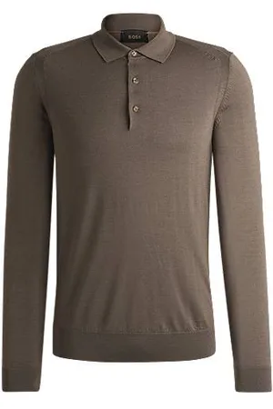HUGO BOSS Regular-fit knit polo in wool, silk and cashmere