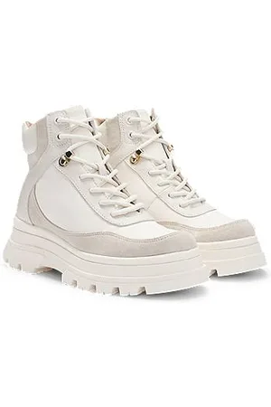 HUGO BOSS Leather lace-up boots with contrasting trims