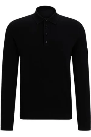 HUGO BOSS Equestrian knit polo in a cotton-cashmere blend