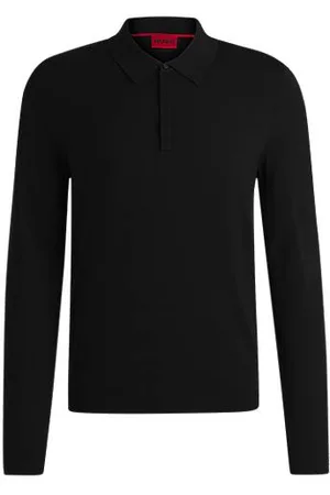 HUGO BOSS Slim-fit knit polo with concealed placket