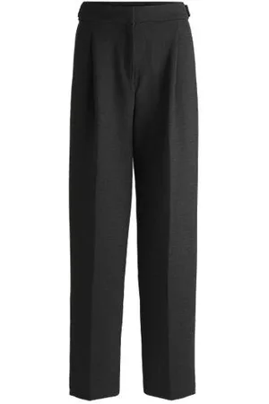 HUGO BOSS Regular-fit trousers in stretch material with signature buckles