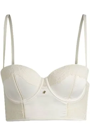 HUGO BOSS Longline lace-trim underwire bra with Double B monogram