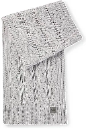 HUGO BOSS Equestrian cable-knit scarf with logo patch