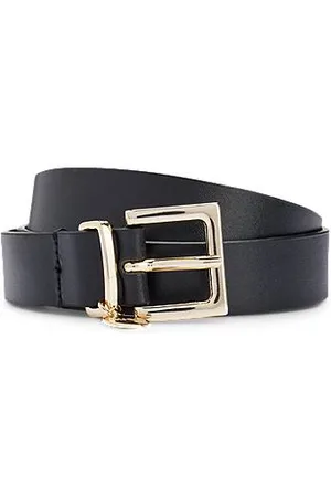 HUGO BOSS Italian-leather belt with gold-tone logo charm