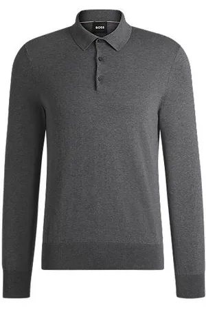 HUGO BOSS Regular-fit knit polo sweater in cotton jersey
