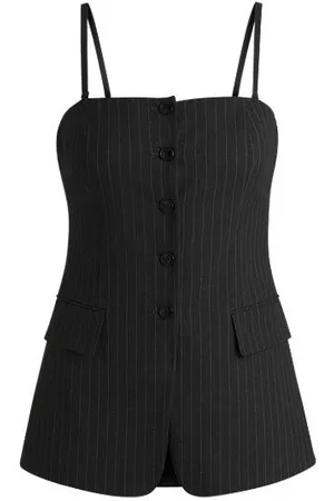 HUGO BOSS Regular-fit tailored vest in pinstripe stretch fabric
