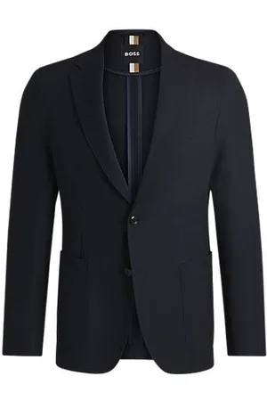 HUGO BOSS Slim-fit blazer in stretch piqué with notched lapels