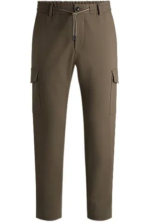 HUGO BOSS Tapered-fit cargo trousers in double-weave stretch cotton