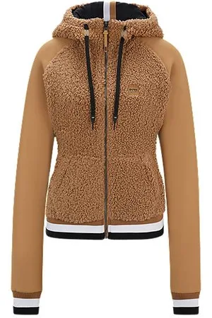 HUGO BOSS Equestrian hybrid hoodie with teddy body and hood