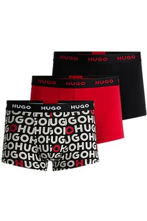 HUGO BOSS Three-pack of stretch-cotton trunks with logo waistbands