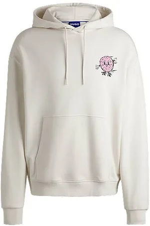 HUGO BOSS Cotton-terry hoodie with street-food graphics