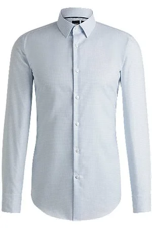 HUGO BOSS Slim-fit shirt in anti-bacterial patterned Oxford cotton