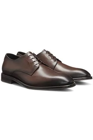 HUGO BOSS Italian-made Derby shoes in leather with ornamental stitching