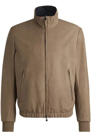 HUGO BOSS Reversible jacket in nubuck leather with two-way zip