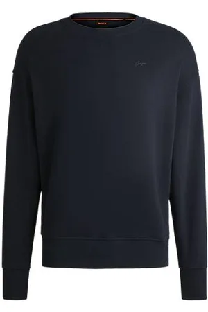 HUGO BOSS Cotton-terry slim-fit sweatshirt with mini logo