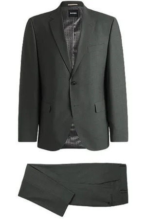 HUGO BOSS Regular-fit suit in melange wrinkle-resistant cloth