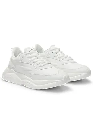 HUGO BOSS Mixed-material lace-up trainers with counter logo