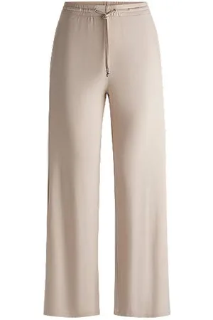 HUGO BOSS Ribbed-jersey tracksuit bottoms with drawcord waist