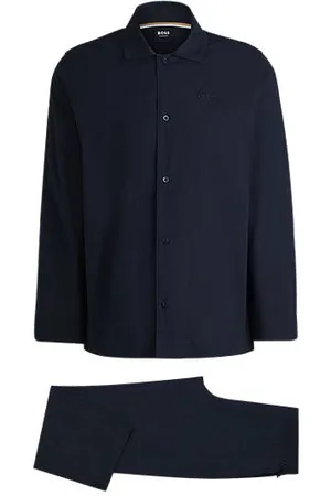 HUGO BOSS Logo-embroidered pyjamas in stretch poplin