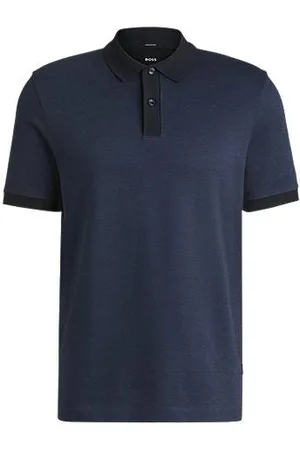 HUGO BOSS Mercerised-cotton polo shirt with micro pattern