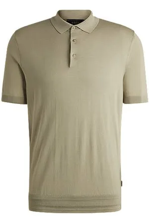 HUGO BOSS Regular-fit knit polo in silk and cotton