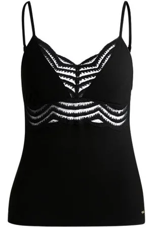 HUGO BOSS Lace-trim pyjama vest in stretch fabric