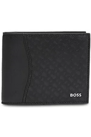 HUGO BOSS Structured trifold wallet with monogram pattern