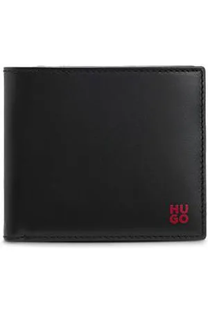 HUGO BOSS Folding leather wallet with red stacked logo
