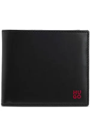 HUGO BOSS Folding leather wallet with red stacked logo
