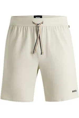 HUGO BOSS Stretch-cotton pyjama shorts with logo print
