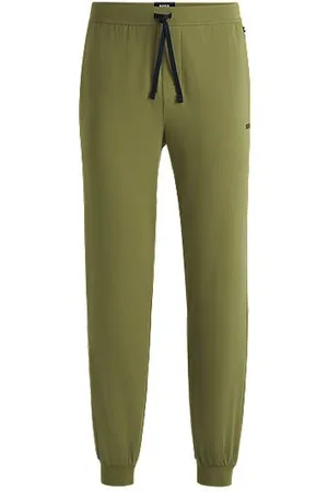 HUGO BOSS Logo-embroidered tracksuit bottoms in stretch-cotton jersey