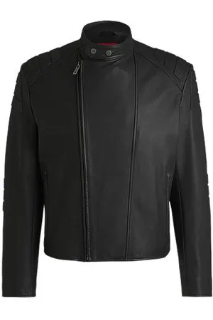 HUGO BOSS Motorsport-inspired leather jacket with 3D detailing