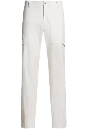 HUGO BOSS Tapered-fit trousers in cotton, silk and stretch
