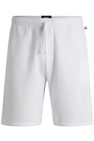 HUGO BOSS Waffle-structured pyjama shorts with embroidered logo